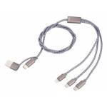 Troika - TROIKA CBL30/GY c�ble USB 1 m USB C USB C/Micro USB-A/Lightning Gris 