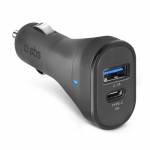 Sbs - Chargeur de voiture�: 1 port USB-C 3A+, 1 port USB 2, 1 A, 15 W, charge ultra rapide, noir