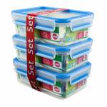 Emsa - EMSA CLIP & CLOSE Rectangulaire Bo�te 1L Bleu, Transparent 3pi�ce(s)