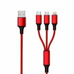 5m 2go 3in1 Usb Ladekabel Rot 1 - 2GO 797150 c�ble USB 1,5 m USB B USB C/Micro-USB B/Lightning Rouge